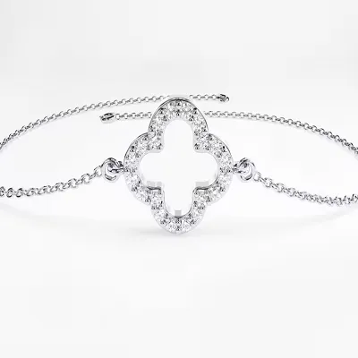 0.18CTW Natural Diamond Clover Bracelet