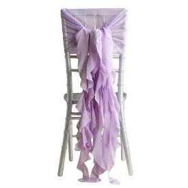 1 Set Lavender Lilac Chiffon Hoods With Ruffles Willow Chair Sashes