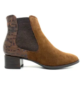 Ara Ladies Brown Suede Block Heel Ankle Boot