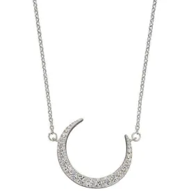 Beginnings Crescent Moon Cubic Zirconia Necklace - Silver