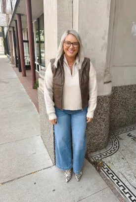 Brown Leather Look Vest