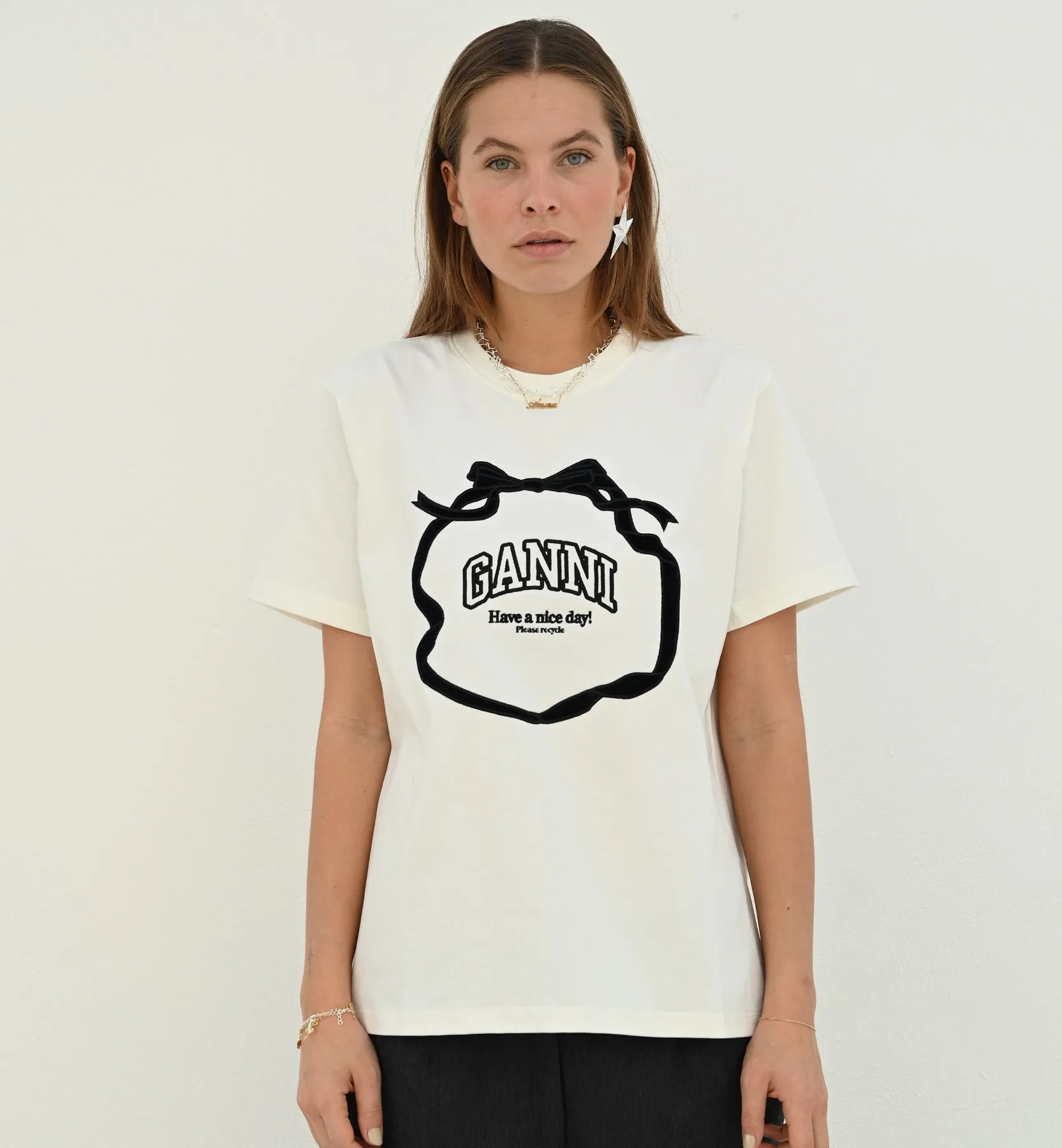 GANNI Relaxed Bow T-shirt