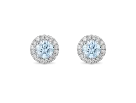 Lab-Grown Diamond 1ct. tw. Halo 14k Gold Earrings | Blue