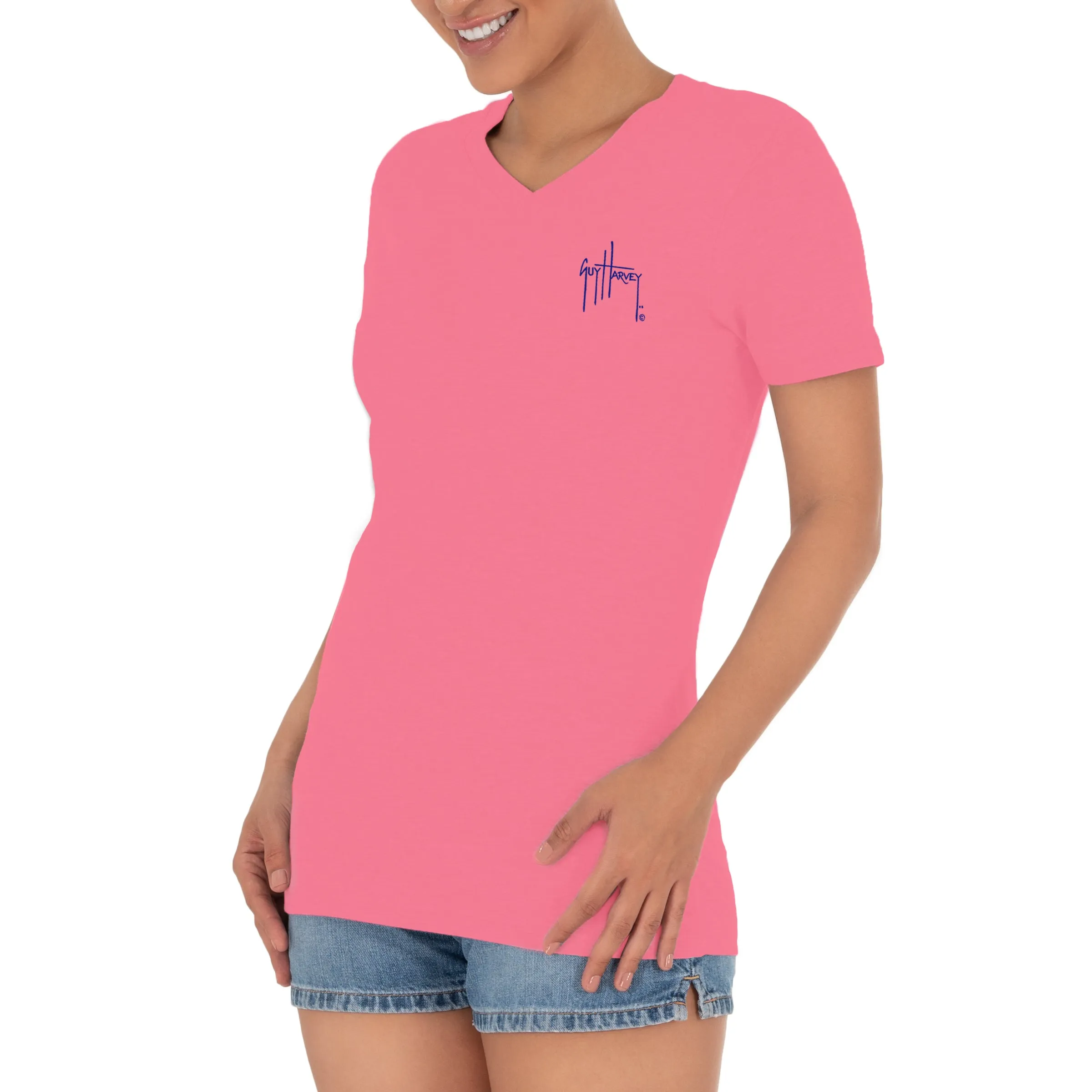 Ladies Marlin Runner Short Sleeve V-Neck T-Shirt