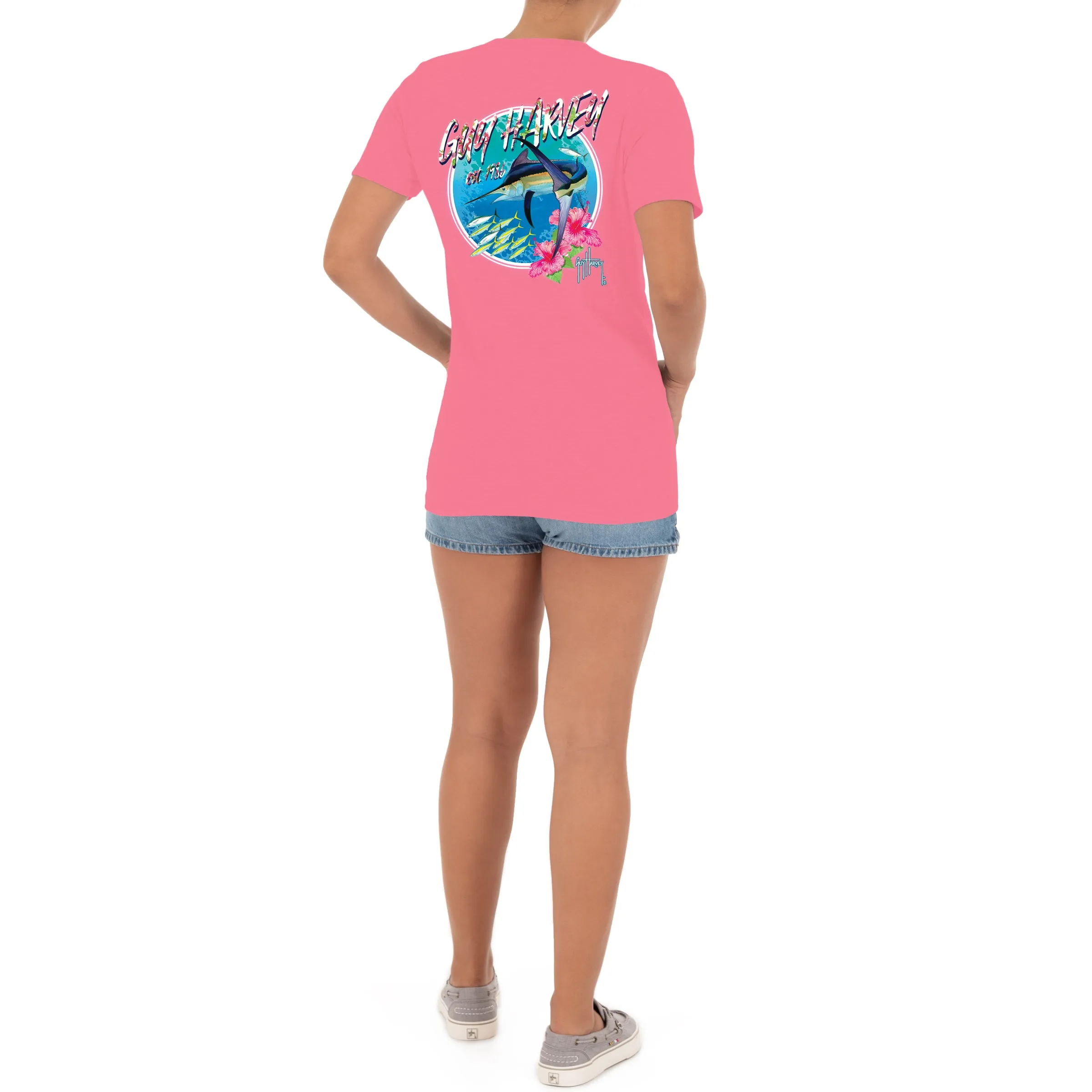 Ladies Marlin Runner Short Sleeve V-Neck T-Shirt