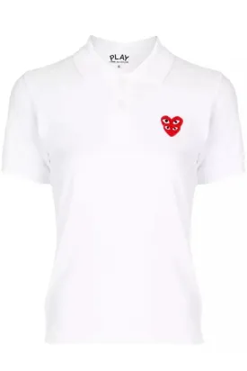 Ladies Polo Tshirt with Double Red Hearts