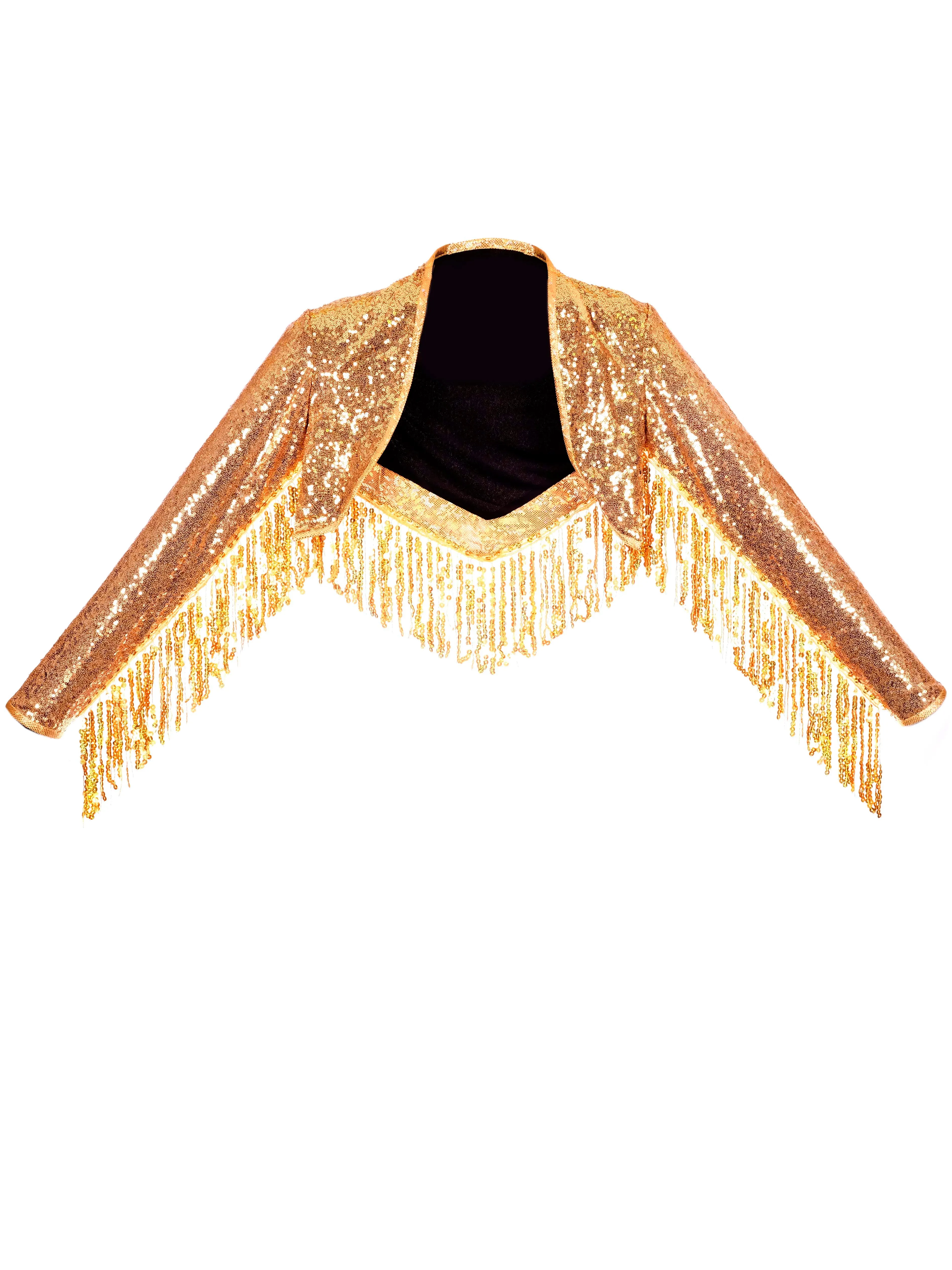 Little Miss Midas | Gold on Gold | Sequin Fringe Bolero