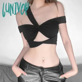 Lunivop Dark Academic Sleeveless Y2k Crop Top Women Sexy Sleeveless Short Tops Ladies Vest Tank Top Women's Tube Top Female Black White