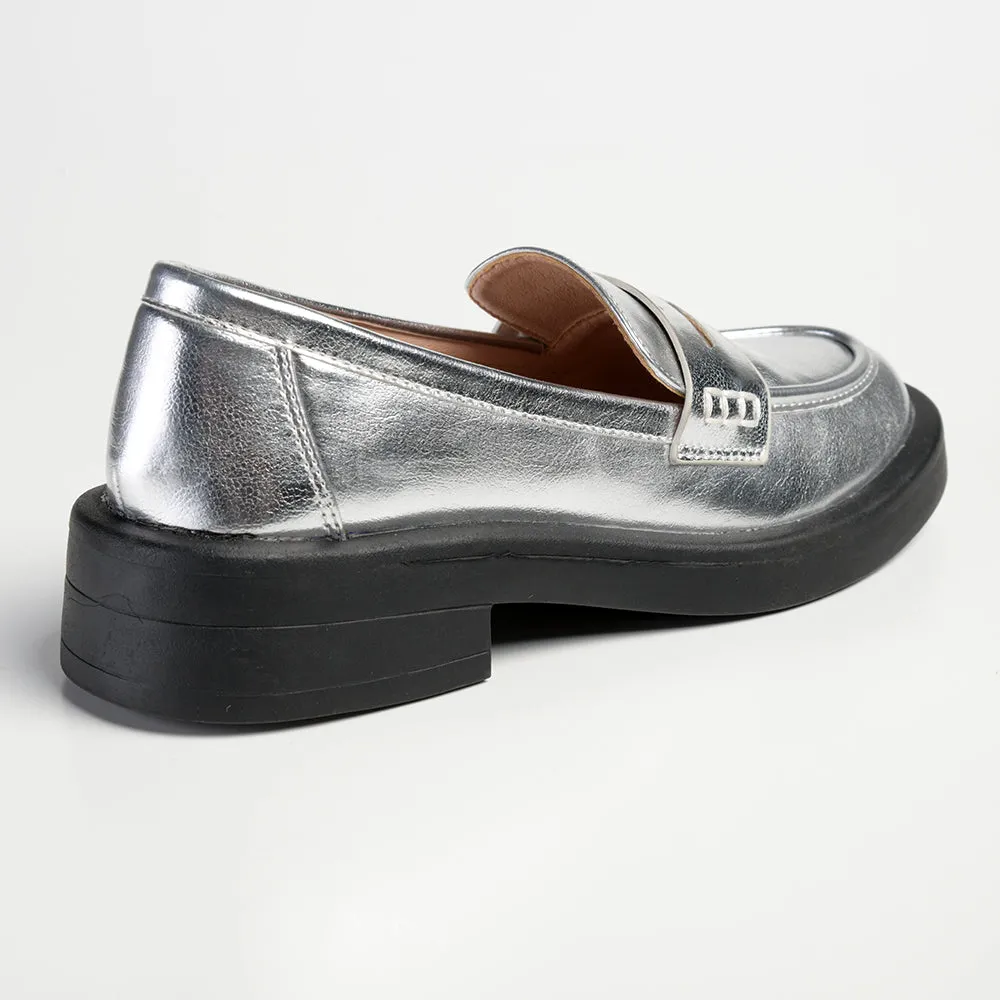 Madison Blessing Ladies Slip On Loafers - Metallic