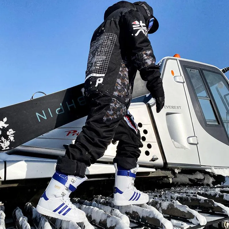 Men's PINGUP P-40 Fighter & Shark Conjoined One Piece Snowboard Suits