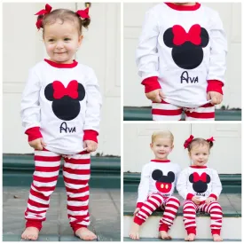 Mouse Ears Appliqué Loungewear with Bow