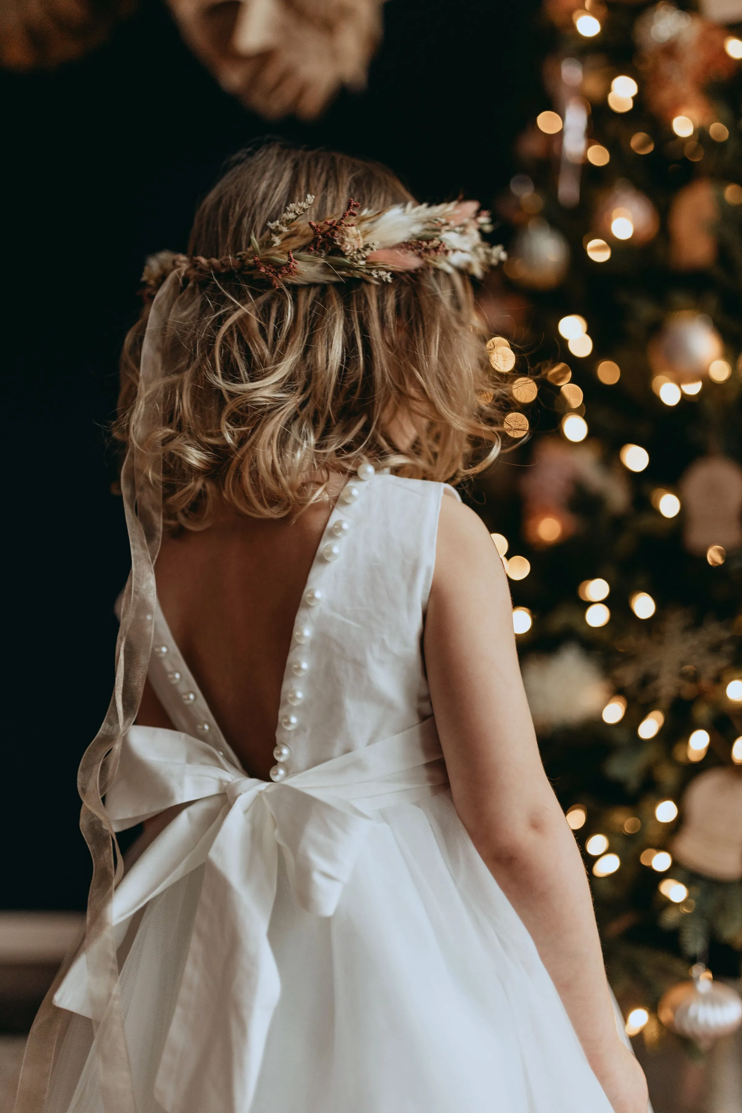 Pearl Accent Gown in White