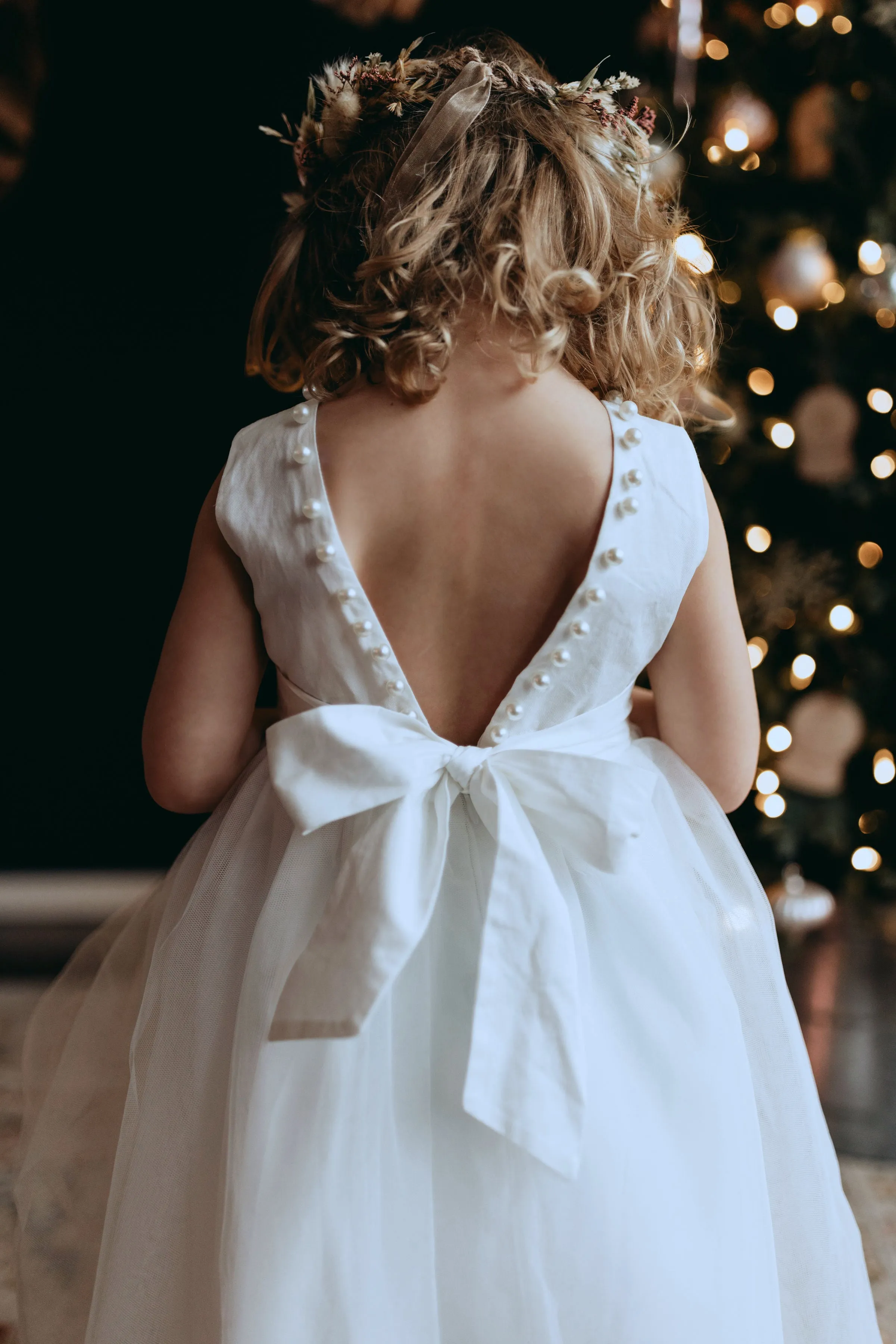 Pearl Accent Gown in White