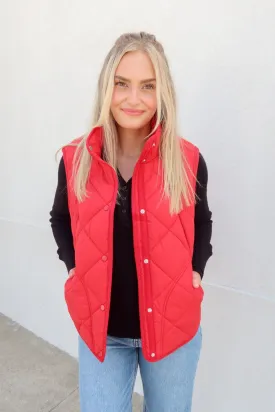 Tribal Brand Scarlet Red Quilted Puffer Vest