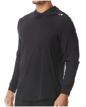 TYR Mens Hooded SunDefense Black Long Sleeve Shirt