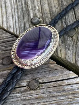 Wampum Oval bolo tie hand crafted formal wear sterling silver