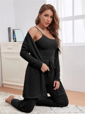 Women's Waffle Knit Loungewear Three Piece Set